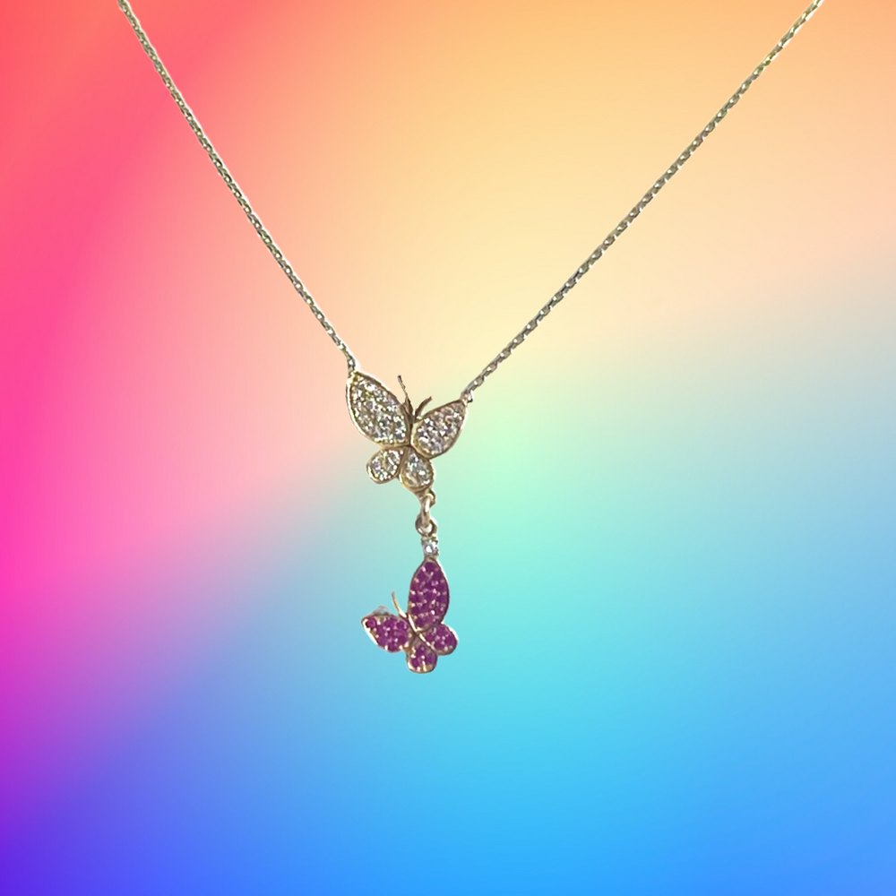 0.6 Carat 14K Rose Gold Butterfly Necklace Natural Ruby For Sale | Gemtry |  Gemtry